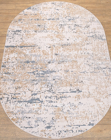 Ковер российский 25631-24348 Каскад (PP Heatset Высокоплотный, бежевый, кремовый) овальный