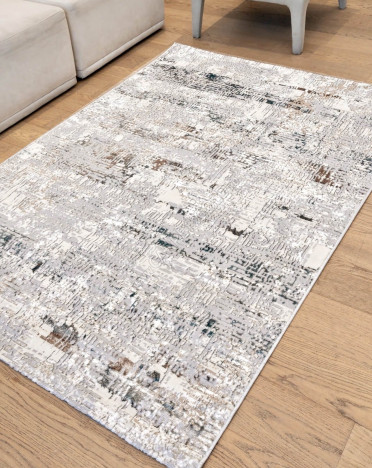 Ковер турецкий D056A Белла (Полиэстер хит-сет, бежевый, серый)