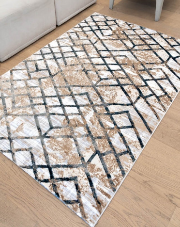 Ковер турецкий K551B Белла (Полиэстер хит-сет, бежевый, серый)